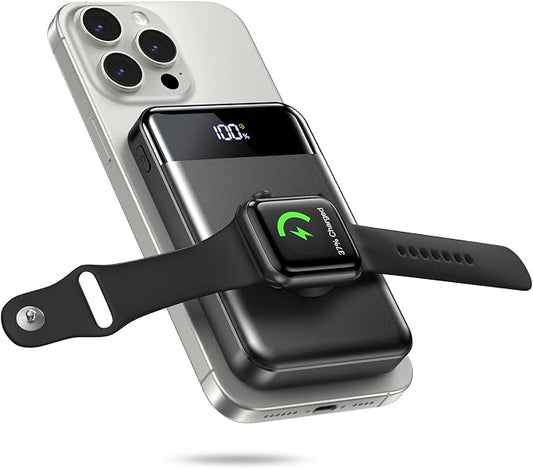 for Magsafe Portable Charger, 10000mAh Fast Charging Power Bank for iPhone 17/16/15/14/13/12, Travel Essentials USB-C Wireless Magnetic Battery Pack for Apple Watch Ultra/11/10/9/8/7/6/SE