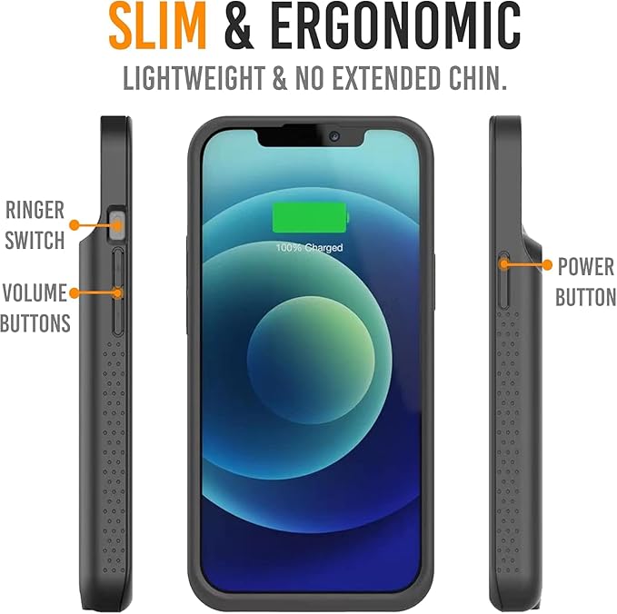 Alpatronix Battery Case for iPhone 13 Mini [2025 Upgraded], Strong Slim Portable Wireless Charging Case, Protective Extended Charger Cover, CarPlay and Certified Connector Chip