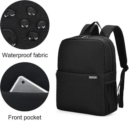CADeN Camera Backpack Bag with 14" Laptop Compartment Waterproof, DSLR/SLR Mirrorless Camera Case for Travel Daily Photography, Compatible for Canon Sony Nikon Camera and Lens with Tripod Straps