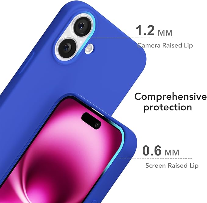for iPhone 16 Plus Case Silicone Compatible with Magsafe Case, Ultra Slim Thin Magnetic Phone Cases Mag Safe, Cute Soft Rubber Gel TPU Matte Plain Wireless Charging Cover for Women, Royal Blue