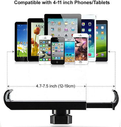 Heavy Duty Phone/Tablet Metal Holder Universal Mobile Cell Smartphone Mount Lazy Bracket 360° Rotation Gooseneck Clamp Stand Flexible Long Arm for 4-11 Inch Devices (Black, 2-Section)