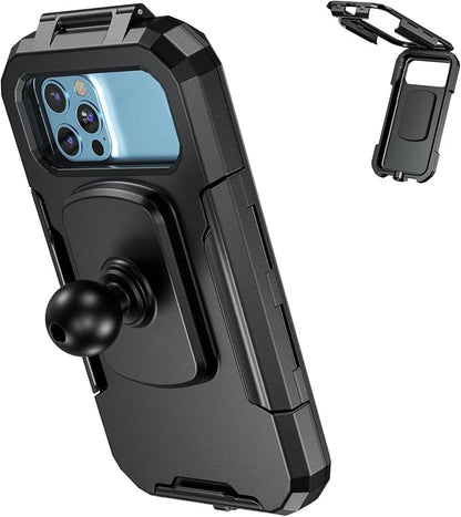 iMESTOU IP66 Waterproof Bike Phone Holder with 1" Ball Head Suitable for RAM B Size Components/ 1" Double Socket Arms, Fits for 3.5"-6.1" Cellphones with Max. Thickness 0.43" (Size S)