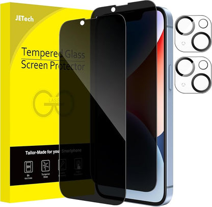 JETech Privacy Full Coverage Screen Protector for iPhone 14 Plus 6.7-Inch with Camera Lens Protector, Anti-Spy Tempered Glass Film, 2-Pack Each