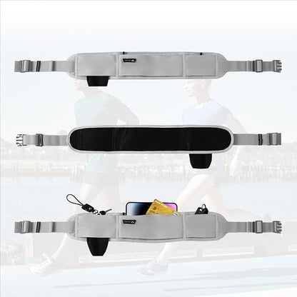 Running Hydration Belt with Water Bottle Holder, Phone Storage (Grey)
