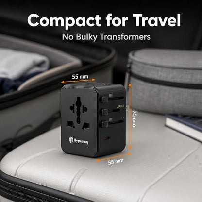 Compact Travel Adapter Europe & Power adapters for International Travel, UK, US, EU and 200+ Countries with Fast USB-C & USB-A Charging