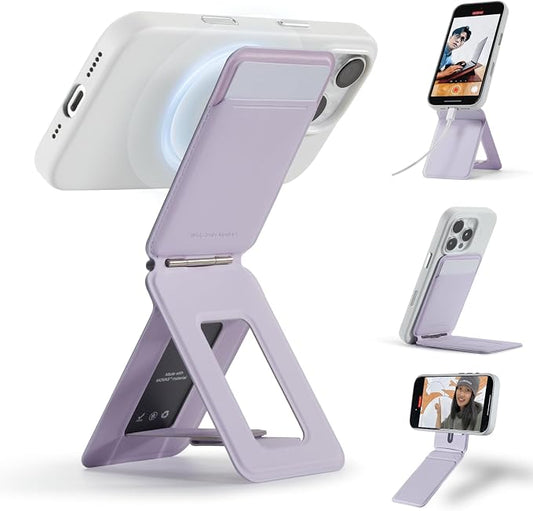 MOFT Phone Tripod Wallet for iPhone, Mulit-Angles, Lightweight & Portable Phone Stand, MOVAS Vegan Leather Magnetic Wallet, Strong Magnets, NFC Card Holder,Travel Essential, Peony (with Card Slot)