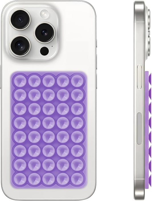 QxbBox Silicone Suction Cup Phone Case Mount, Hands-Free Strong Grip Holder for Selfies and Videos, Silicon Adhesive Phone Stand Sticky with Higher Suction Power for Cell Phone Purple
