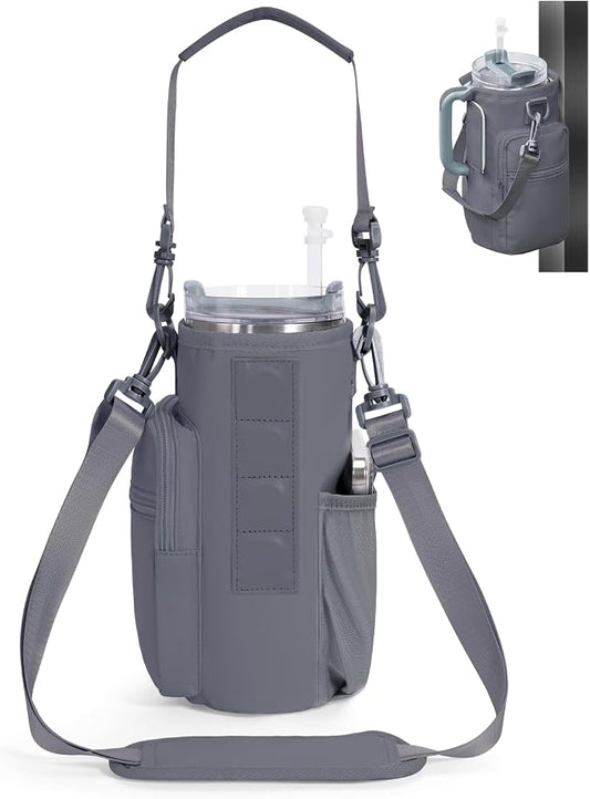 sportsnew Magnetic Gym Bag for Women Men, Water Bottle Carrier Holder with Strap & Phone Pockets for 40oz Tumbler with Handle, 4 Built-in Magnets Small Gym Bag for Sports, Workout, Fitness, Walking