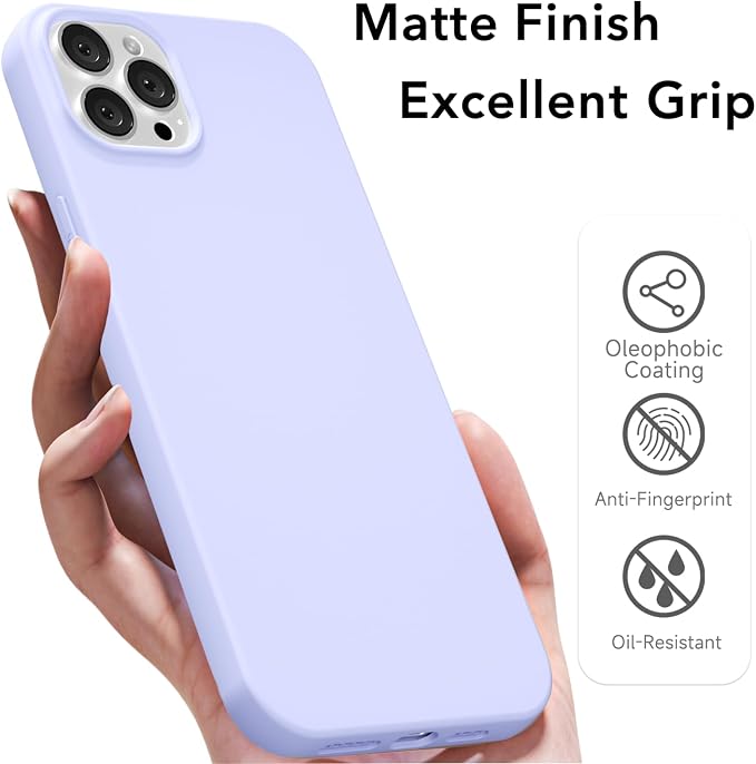 for iPhone 12/12 Pro Case Silicone Compatible with Magsafe Case, Ultra Slim Thin Magnetic Phone Cases Mag Safe, Cute Soft Rubber Gel Matte Wireless Charging Cover for Women, Purple Lavender