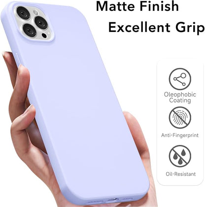 for iPhone 12/12 Pro Case Silicone Compatible with Magsafe Case, Ultra Slim Thin Magnetic Phone Cases Mag Safe, Cute Soft Rubber Gel Matte Wireless Charging Cover for Women, Purple Lavender