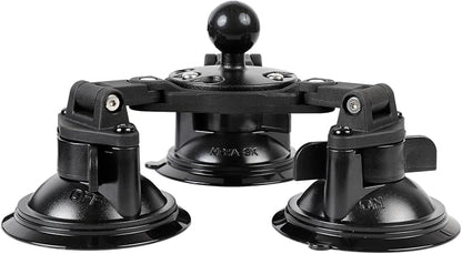 Triple Suction Cup Mount Base with 1-Inch Ball, Adjustable Base Plate, Compatible with RAM Mounts B-Size Double Socket Arms & 25mm Ball Systems
