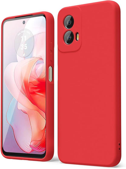 oakxco for Motorola Moto G Power 5G 2024 Phone Case Liquid Silicone, Thin Slim Soft Rubber Gel TPU Plain Simple Cover for Women Girl Cute, Matte Solid Color, Red
