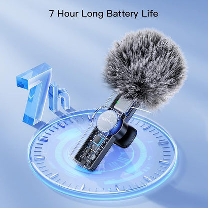 2pcs Lavalier Wireless Microphone for iPhone 15/16/Android Video Recording,Mini Microphone for Game Live Streaming,interviews,YouTube,TikTok,Vlog