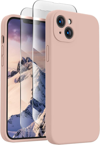 FireNova Designed for iPhone 13 Case, Silicone Upgraded [Camera Protection] Phone Case, Soft Anti-Scratch Microfiber Lining Inside, 6.1 inch, Pinksand