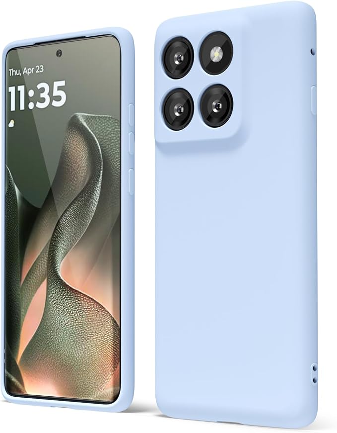 oakxco for Motorola Moto Edge 2025 Phone Case Liquid Silicone, Thin Slim Soft Rubber Gel TPU Plain Protective Simple Cover for Women Girl Cute, Matte Solid Color Aesthetic, Light Blue