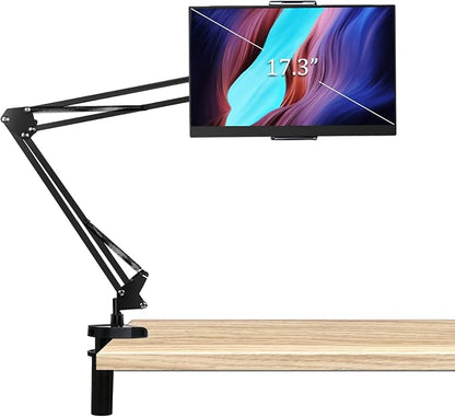 Tablet Arm Stand Mount for 4.7-17.3" Portable Monitor, 360° Adjustable Foldable Phone Holder for Desk, Tablet Stand Compatible with iPad, Samsung Galaxy Tab, SurfacePro, Portable Monitor 15.6/16/17.3"