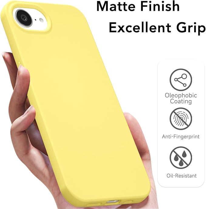 for iPhone 17e 16e Case Silicone Compatible with Magsafe Case, Ultra Slim Thin Magnetic Phone Cases Mag Safe, Cute Soft Rubber Gel TPU Matte Plain Wireless Charging Cover for Women, Yellow
