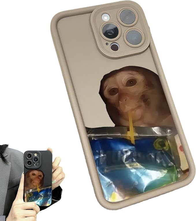 Monkey Phone Case, Funny Monkey Phone Case, All-Inclusived Shockproof TPU Clear Protective Cover, Funny Phone Cases for iPhone 16/15/14/13 Promax (Brown-2,16pro)