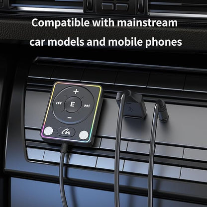 Bluetooth 5.4 AUX Car Adapter CVC8.0 Technology and Built-in Filter Effectively Multifunction Button& Plug-and-Play Bluetooth Receiver for Car Music/Hands-Free Calls/Stereo Audio, Black