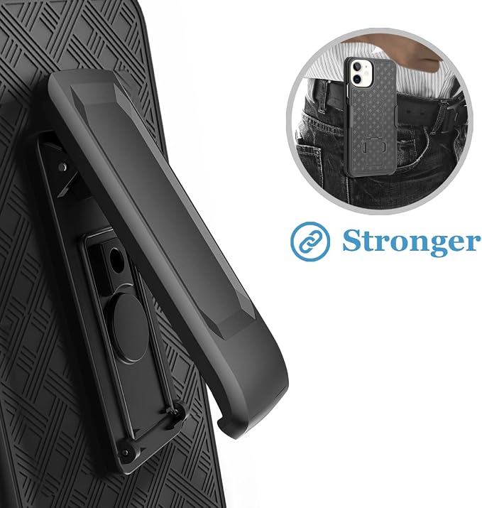 Fingic iPhone 11 Case - Slim Combo Shell with Kickstand & Swivel Belt Clip Holster - Rugged Protective Cover for Apple iPhone 11 6.1 inch 2019 - Black