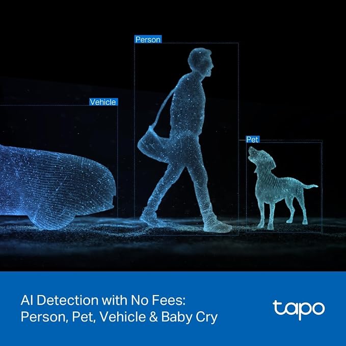 Tapo 2K Indoor/Outdoor Dual Lens Pan/Tilt Wired Security Camera - 125° Wide-Angle View + 6mm Zoom, Motion Track, Person/Vehicle Detection, Subscription-Free Local Storage or Optional Cloud, C246D