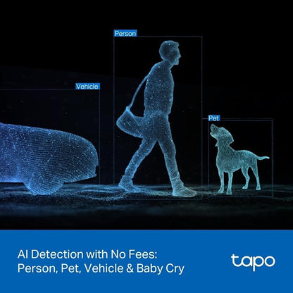 Tapo 2K Indoor/Outdoor Dual Lens Pan/Tilt Wired Security Camera - 125° Wide-Angle View + 6mm Zoom, Motion Track, Person/Vehicle Detection, Subscription-Free Local Storage or Optional Cloud, C246D