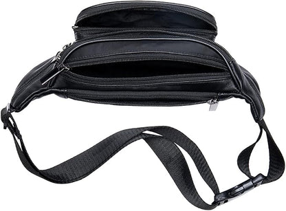Hebetag Leather Fanny Pack Waist Bag for Men Women Travel Hiking Running Hip Bum Belt Slim Cell Phone Purse Wallet Pouch