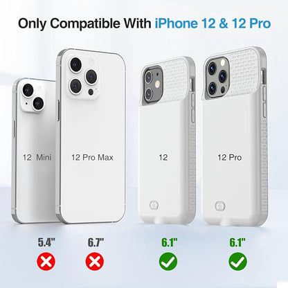 GIN FOXI Battery Case for iPhone 12/12 Pro, Rechargeable Charging Cases Charger 7000mAh Juice Box Anti-Fall Protection Cover Extended Battery Pack for 12 Pro/12 (6.1") Grey