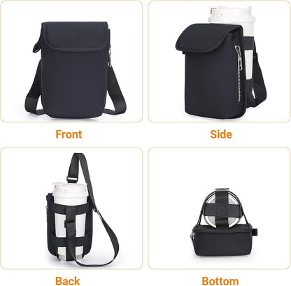 Herald Mini Phone Crossbody Bag with Water Bottle Holder, Water Bottle Carrier Bag with Strap for GYM, Hiking, Cycling