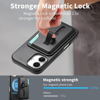 Wallet Case for iPhone 17 Pro Max/17 Pro/Air/17,Heavy Duty Protection Magnetic Detachable Card Holder 2 in 1 Protection Shockproof Phone Cover (17 Pro,Brown)