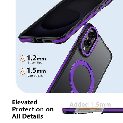 for Samsung Galaxy S25 Edge Case, Magnetic Adjustable Ring Stand [Fit for Magsafe], [Military-Grade Shockproof Protection] Phone Case with Kickstand&Ring Holder (Purple)