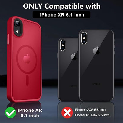 MOCCA Strong Magnetic for iPhone XR Phone Case, [Compatible with Magsafe][Mil-Grade Drop Protection] Slim Thin Translucent Matte Protective Cover Case for iPhone XR Case 6.1'', Red
