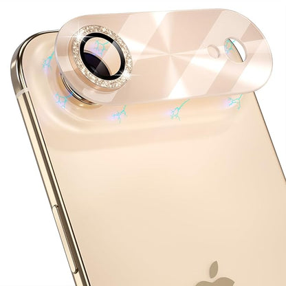 Choiche Compatible for iPhone 17 Air Camera Lens Protector, Bling Camera Cover with 9H Tempered Glass Lens Screen Protector Metal Ring Decoration Accessories 6.5-inch (Light-Gold)