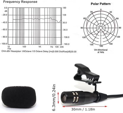 Lavalier Lapel Microphone Unidirectional Condenser Super Cardioid Mic Compatible with AKG Wireless Bodypack Transmitter System with Mini XLR 3 Pin TA3F Plug