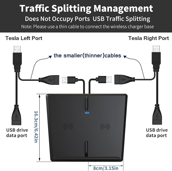 Wireless Charger for 2017-2020 Tesla Model 3, Dual 15W Wireless Phone Charger Pad for Tesla Model 3, Centre Console Accessory Panel, Compatible with All Qi Phone