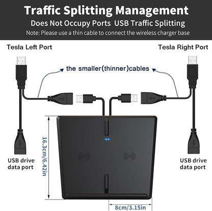 Wireless Charger for 2017-2020 Tesla Model 3, Dual 15W Wireless Phone Charger Pad for Tesla Model 3, Centre Console Accessory Panel, Compatible with All Qi Phone