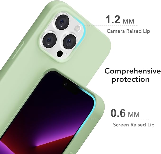 for iPhone 13 Pro Case Silicone Compatible with Magsafe Case, Ultra Slim Thin Magnetic Phone Cases Mag Safe, Cute Soft Rubber Gel TPU Matte Plain Wireless Charging Cover for Women, Sage Green