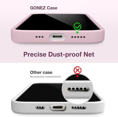 GONEZ Magnetic for iPhone 14 Case, Compatible with Magsafe, with Screen Protector + Camera Protector, Anti-Scratch Microfiber Lining, Liquid Silicone Shockproof Protective Phone Case, Pastel Pink