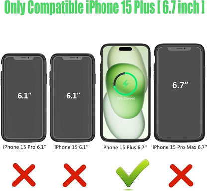 Wireless Charging Case for iPhone 15 Plus, 12000mAh High Capacity Portable Rechargeable Battery Case Wireless Charging Compatible with iPhone 15 Plus (6.7 inch) Extended Battery Charger Case (Black)