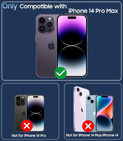 for iPhone 14 Pro Max Case, Compatible with MagSafe, Built-in Camera Ring Stand, with Individual Camera Cover, Translucent Matte Military-Grade Drop Protection Magnetic Case, Purple