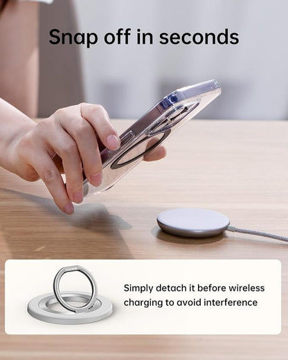 SYNCWIRE Magnetic Phone Ring Holder for MagSafe, 360° Rotation Cell Phone Grip Stand Finger Ring Kickstand Two-Sided Magnet Compatible with iPhone 17 Pro Max 16 15 14 13 12 MagSafe Accessories