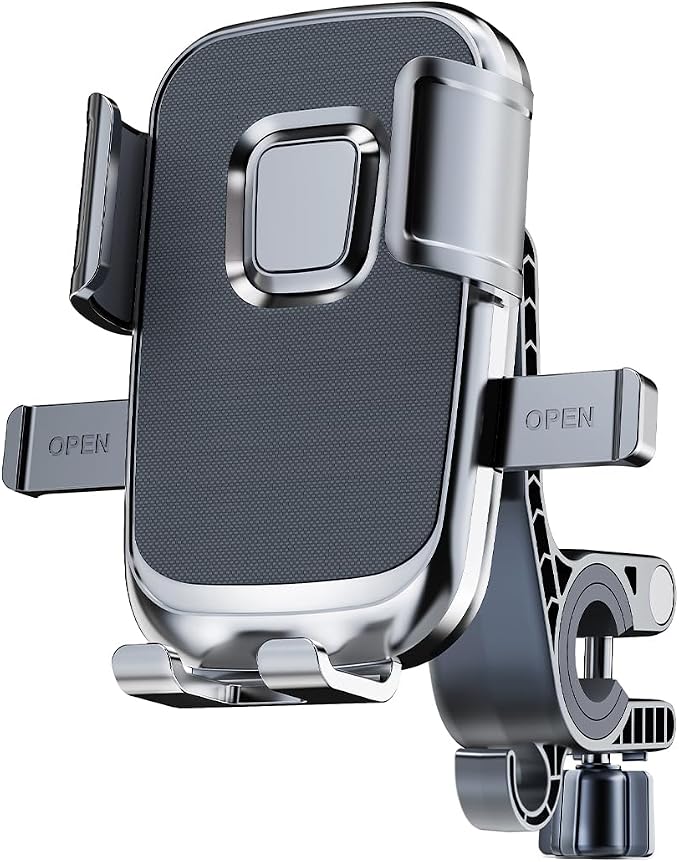 Motorcycle Phone Mount with Shock Absorber - Anti-Vibration Handlebar Phone Holder, Adjustable, Compatible with Bicycles, Scooters, ATVs, Fits 5.4-6.9 Inch Smartphones