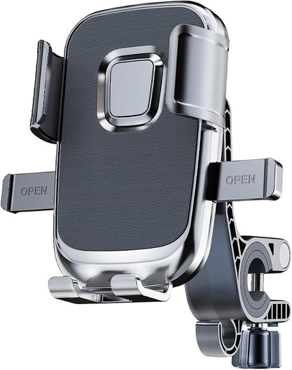 Motorcycle Phone Mount with Shock Absorber - Anti-Vibration Handlebar Phone Holder, Adjustable, Compatible with Bicycles, Scooters, ATVs, Fits 5.4-6.9 Inch Smartphones