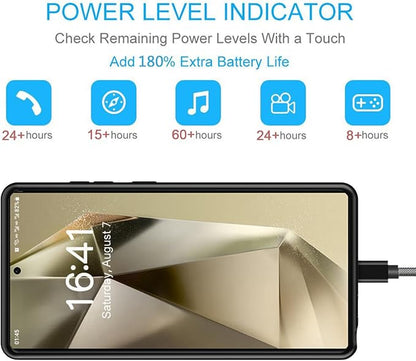 Battery Case for Galaxy S24 Ultra, Upgraded 12000mAh Portable Protective Wireless Charging Case Compatible with Galaxy S24 Ultra 5G (6.8 inch) Rechargeable Extended Battery Pack Charger Case (Black)