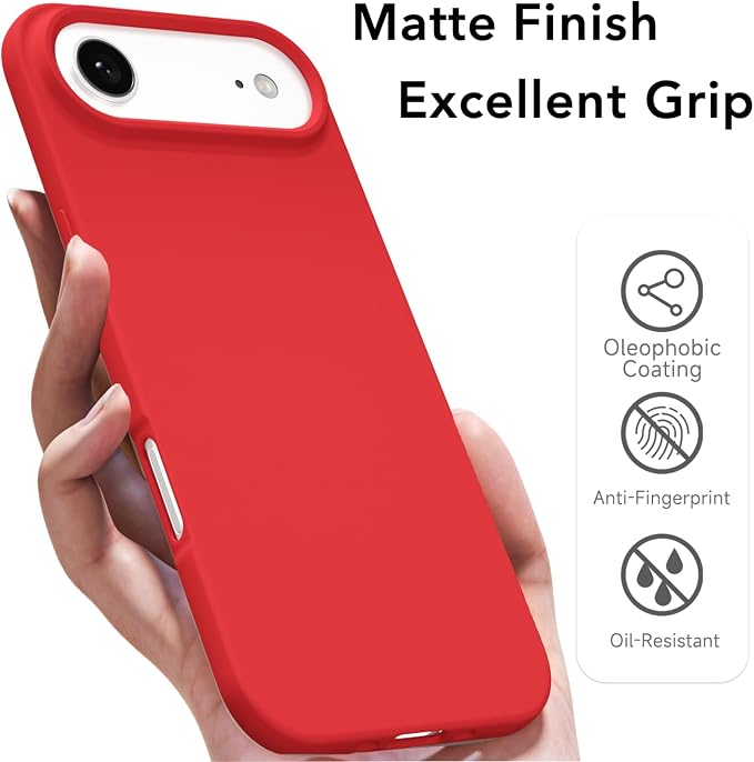 for iPhone 17 Air Case Silicone Compatible with Magsafe Case, Ultra Slim Thin Magnetic Phone Cases Mag Safe, Cute Soft Rubber Gel TPU Matte Plain Wireless Charging Cover for Women, Red