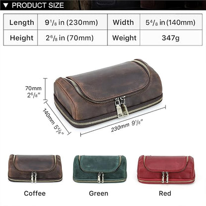 CONTACTS Full Grain Leather Travel Cable Organizer Pouch Double Layer Electronics Organizer Travel Case for Charger, Cable, Power, Tech Storage Bag by Handmade (Brown)