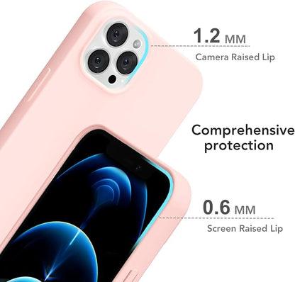for iPhone 12 Pro Max Case Silicone Compatible with Magsafe Case, Ultra Slim Thin Magnetic Phone Cases Mag Safe, Cute Soft Rubber Gel Matte Plain Wireless Charging Cover for Women, Light Pink