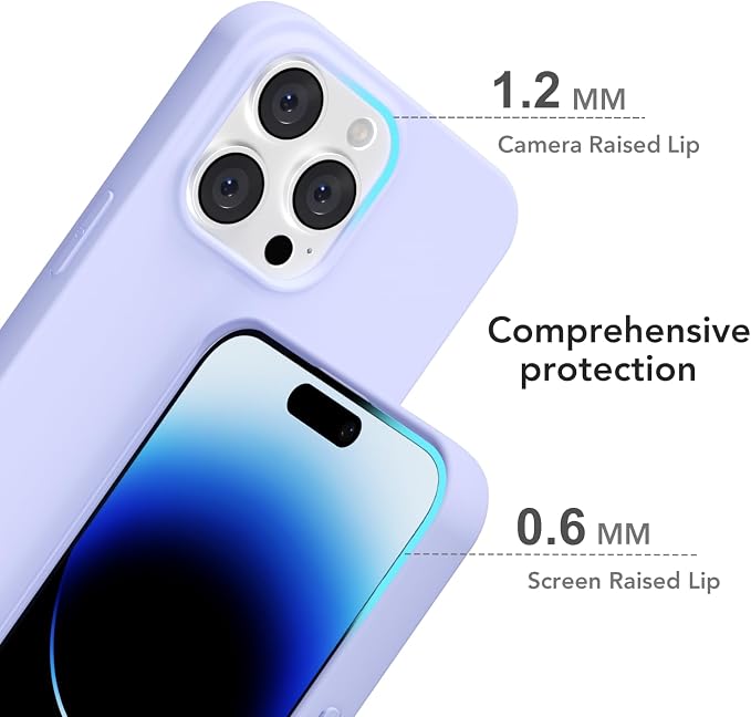 for iPhone 14 Pro Case Silicone Compatible with Magsafe Case, Ultra Slim Thin Magnetic Phone Cases Mag Safe, Cute Soft Rubber Gel Matte Plain Wireless Charging Cover for Women, Purple Lavender