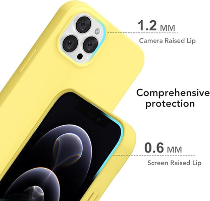 for iPhone 12/12 Pro Case Silicone Compatible with Magsafe Case, Ultra Slim Thin Magnetic Phone Cases Mag Safe, Cute Soft Rubber Gel TPU Matte Plain Wireless Charging Cover for Women, Yellow