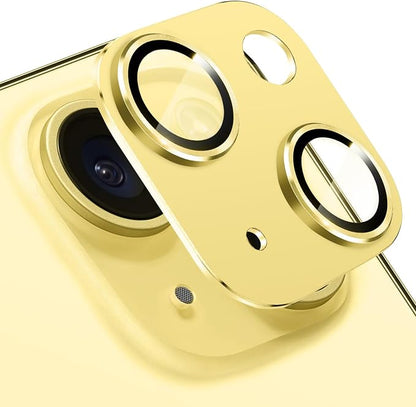 Compatible with iPhone 14 and iPhone 14 Plus Camera Lens Protector, Anti-Scratch Tempered Glass Camera Screen Protector Shockproof Full Protective Camera Cover Case Friendly Lens Cover-Yellow